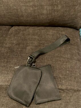 Women’s Dual Pouch Black Wristlet Pouch Set -